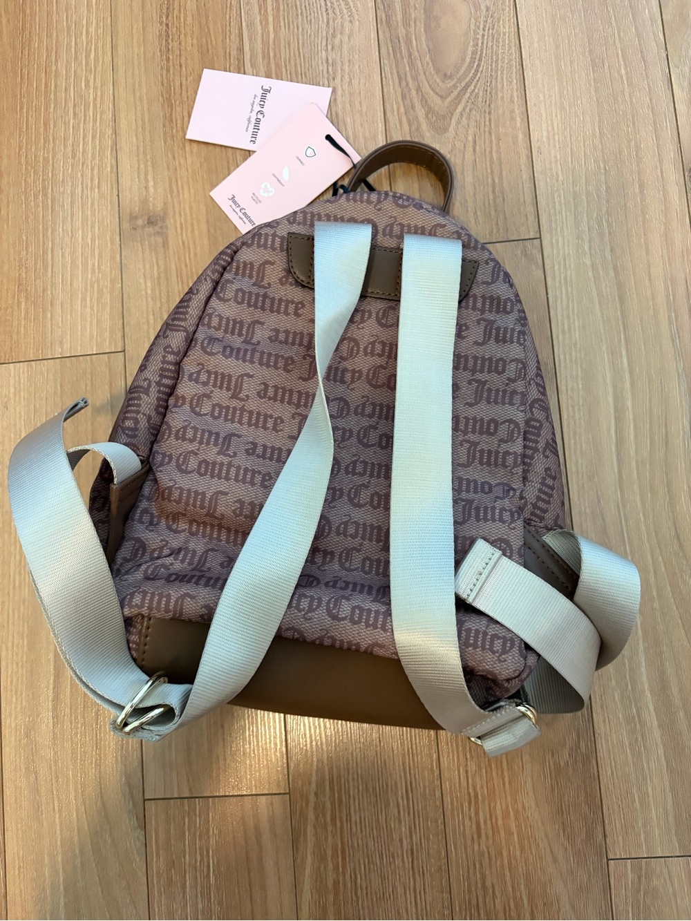 Juicy Couture Mauve Logo Mini Backpack with Light Blue Straps